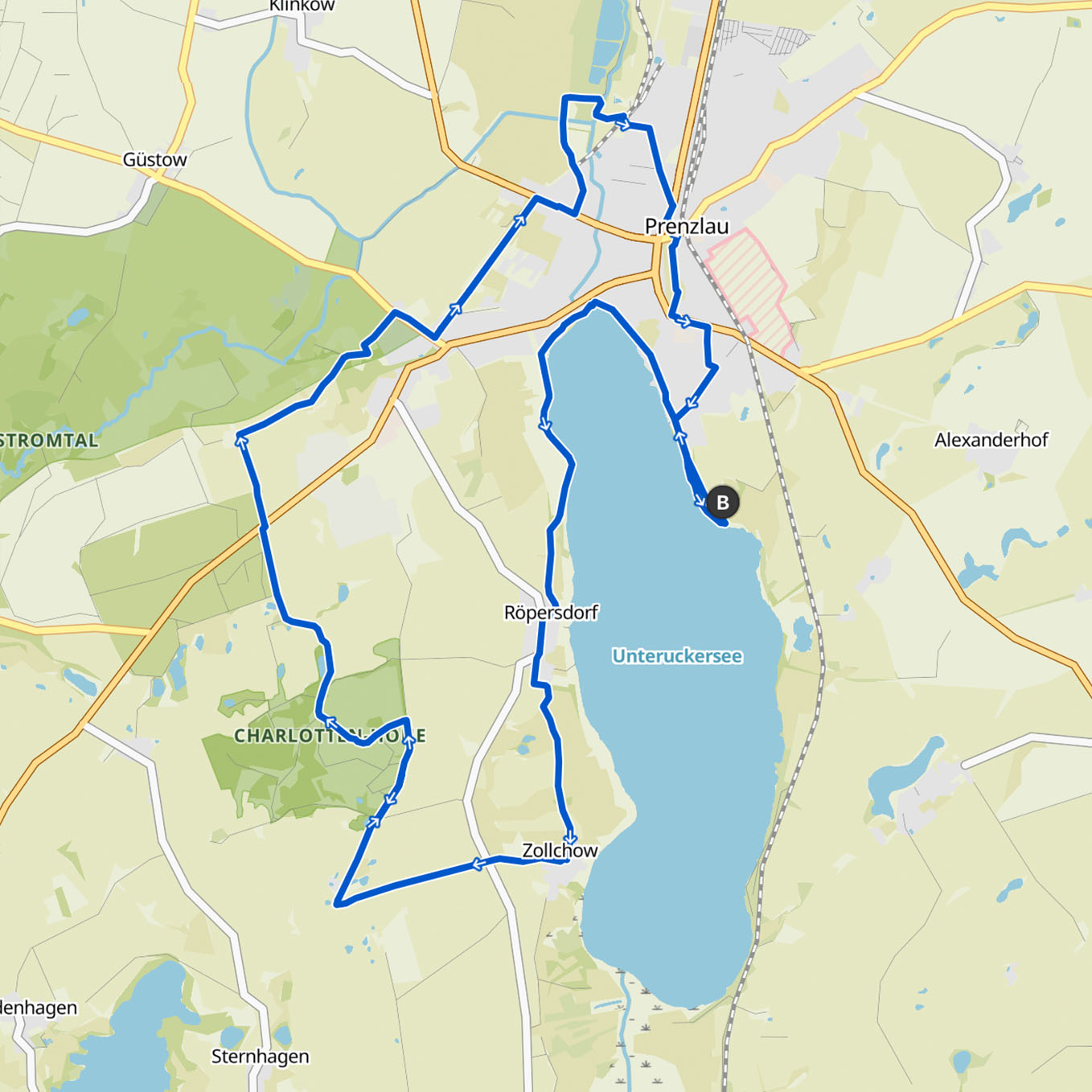 Streckenverlauf kleiner UckerMarsch 2025